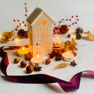 House Tea Light Holder & Scented Tea Lights Gift Set