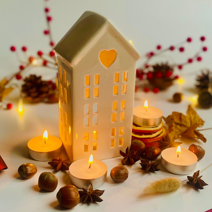 House Tea Light Holder & Scented Tea Lights Gift Set