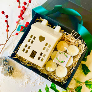 Large House Tea Light Holder & Scented Tea Lights Gift Set